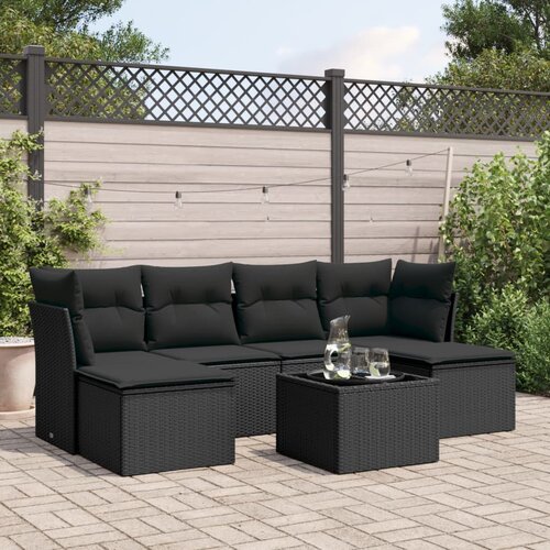 7-dijelni set vrtnih sofa od poliratana s jastucima crni Cijene
