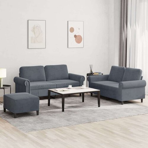 VidaXL 3-dijelni set sofa s jastucima tamnosivi bar&amp;scaron;unasti Slike