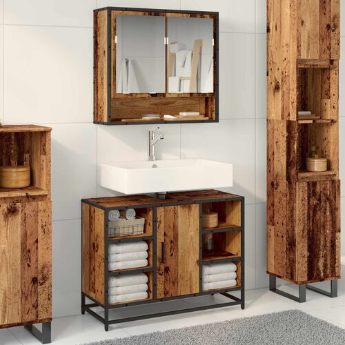  Kupaonski ormar Staro drvo 80 x 33 x 60 cm Konstruirano drvo Cijene