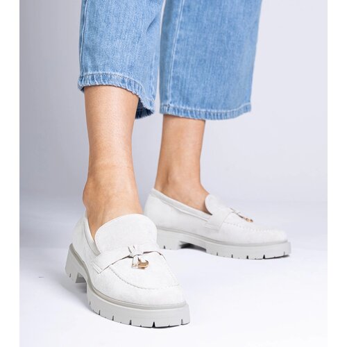 Gemre Gray elegant eco-suede loafers with embellishment Marsella Cene