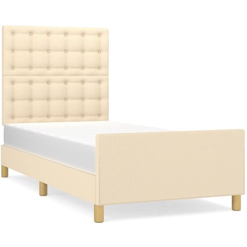 VidaXL Okvir za krevet s uzglavljem krem 90x190 cm od tkanine Slike