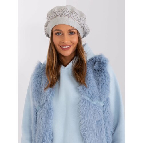Fashion Hunters Light gray knitted beret Slike