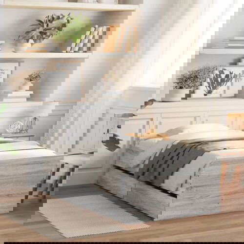 VidaXL Posteljni okvir s predali siva sonoma 90x200 cm Slike
