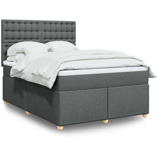 Krevet s oprugama i madracem tamnosivi 140x190 cm od tkanine Slike