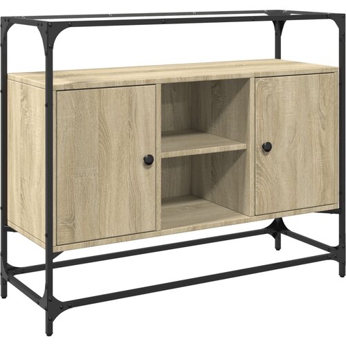 Maison Chic Komoda - Predalnik s stekleno ploščo sonoma hrast 98x35x81cm inženirski les, (21721832) Cene