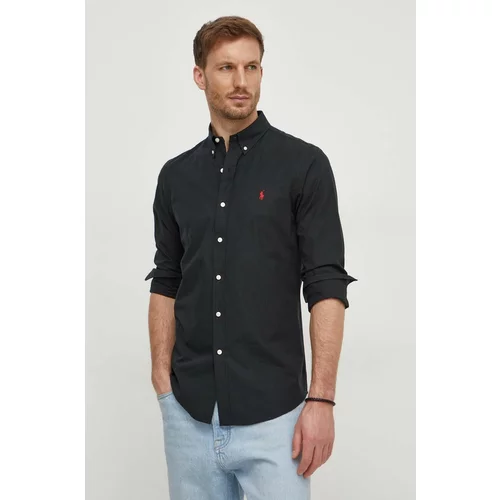 Polo Ralph Lauren Košulja za muškarce, boja: crna, slim, s button-down ovratnikom