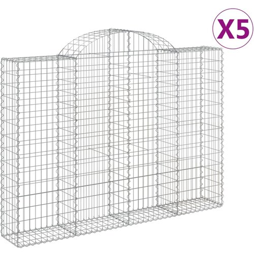  Lučne gabionske ko&amp;scaron;are 5 kom 200x30x40/60 cm pocinčano željezo Srebrna 200 x 30 x 140/160 cm Slike