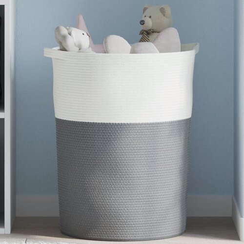 vidaXL Košara za pohranu sivo-bijela Ø 49x65 cm pamučna Cijene