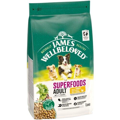 James Wellbeloved Superfoods Adult Dog Hypoallergenic puretina s keljom i kvinojom - 1,5 kg Cijene