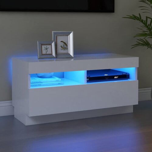 vidaXL TV omarica z LED lučkami bela 80x35x40 cm Cene