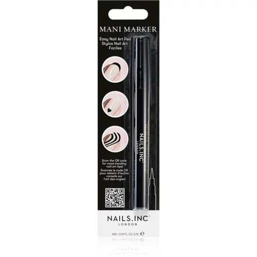 Nails Inc. Mani Marker lak za okrasitev nohtov v aplikacijskem peresu Black 3 ml