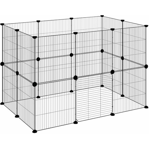  Kavez za ljubimce s 20 panela i vratima crni 35 x 35 cm čelični Slike
