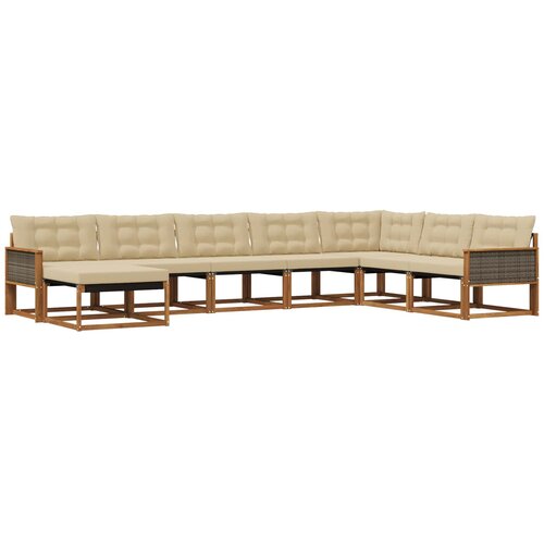 vidaXL Zunanja garnitura za sedenje z blazino 8 pcs Naravna in bež, (5000273294) Cene