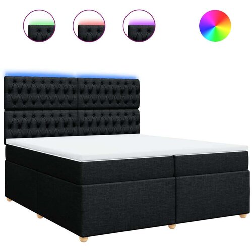 VidaXL Krevet s oprugama i madracem crni 200x200 cm od tkanine Slike