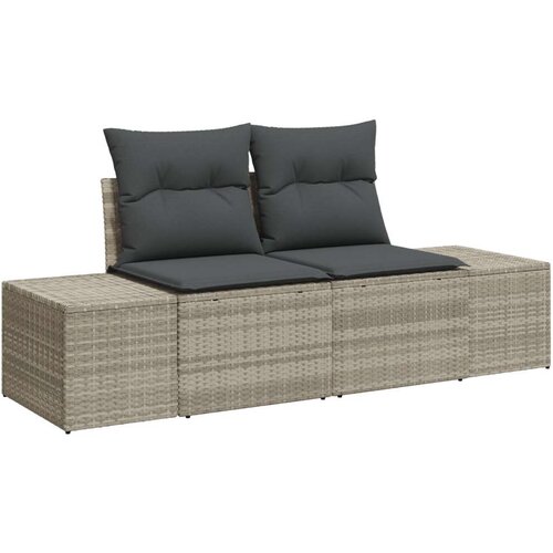  Set od 6 dijelova vrtnih sofa s jastučićima svijetlo sive boje poli ratana Slike