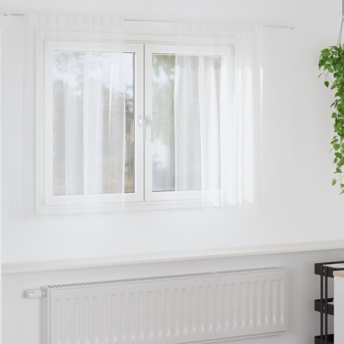 vidaXL Zavese z zavesami 2 pcs Bela 140 x 140 cm Poliester Cene