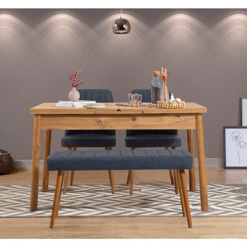Hanah home Santiago Atlantice-Navy Blue Atlantic PineNavy Blue Extendable Dining Table & Chairs Set (4 Pieces) Cene