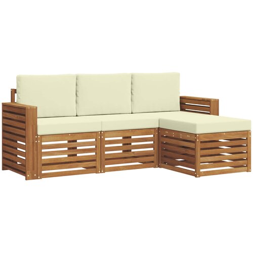  Set vanjskih sofa 4 kom. Prirodna i krem Bijela 197,5 x 122,5 x 73 cm Slike