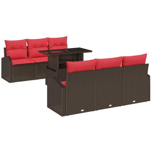 vidaXL Vrtna sedežna garnitura 7 pcs Rjava 100 x 55 x 73 cm Poly ratan, (5000020162) Cene
