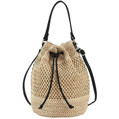 INF Velika slamnata torba za na plažo v francoskem stilu Beige, (21684490) Cene
