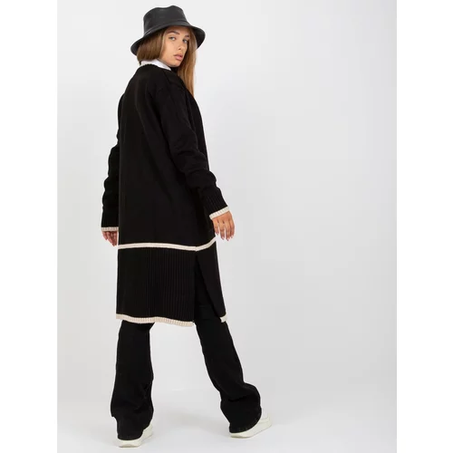 Fashionhunters Black and beige long cardigan with pockets RUE PARIS