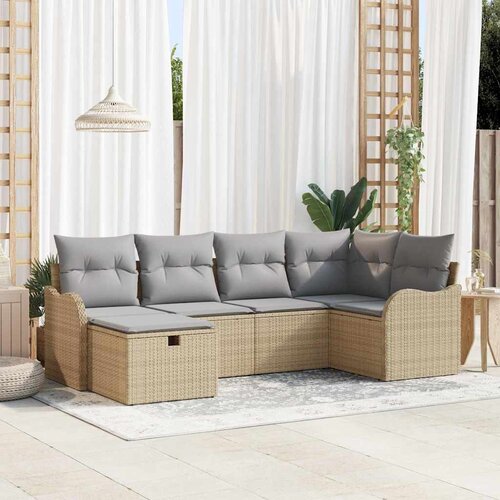  Sjedeća garnitura za vrt 6 kom. Poli ratan Bež 232,5 x 122,5 x 85 cm Cene