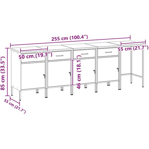  Set radnih ormarića s ladicama s pohranom 5 pcs Crna i Siva Slike