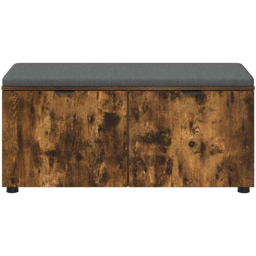  Klupa za hodnik s jastukom Dimljeni hrast 100 x 38 x 46 cm Slike