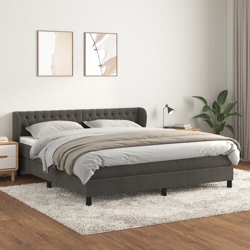 The Living Store Box spring postelja z vzmetnico temno siva 160x200 cm žamet - Box Spring Postelja, (21492305) Slike