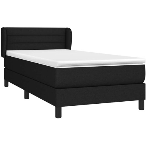  Krevet s oprugama i madracem crni 90x200 cm od tkanine Slike