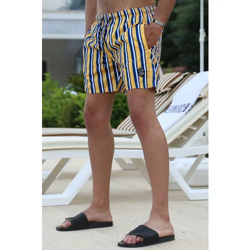 Madmext Swim Shorts - Yellow - Striped