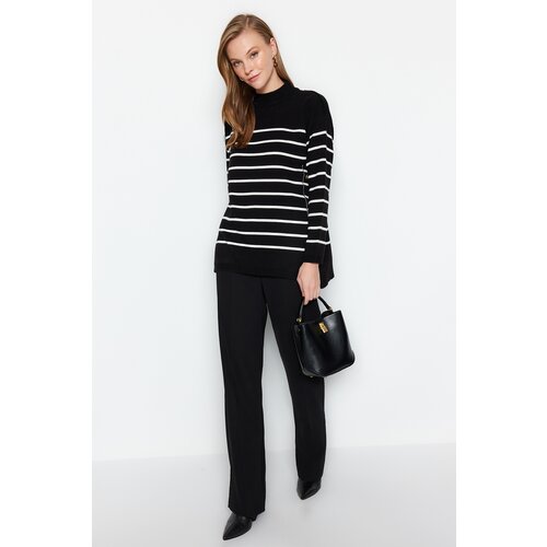 Trendyol Black Striped Knitwear Sweater Slike