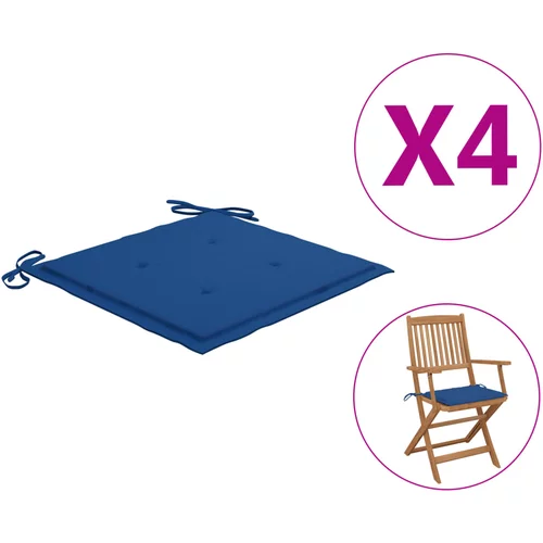 vidaXL jastuci za vrtne stolice 4 kom kraljevski plavi 40 x 40 x 3 cm