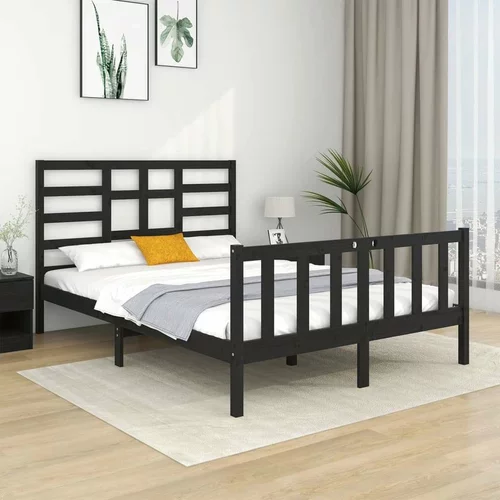  za krevet od masivnog drva crni 120 x 190 cm 4FT bračni