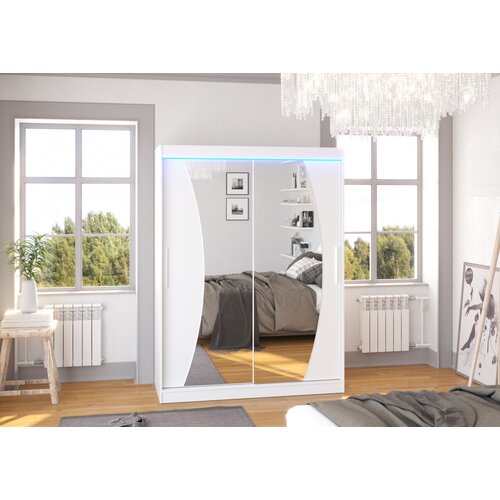 ADRK Drsna omara z ogledalom in LED osvetlitvijo MODESTO 150 - BELA Cene