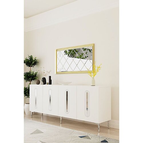 Hanah home komoda Rany 180, 180 cm, bela / srebrna Cene