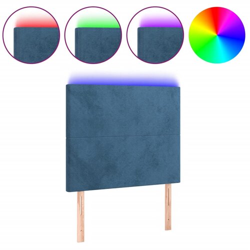 VidaXL LED posteljno vzglavje temno modro 80x5x118/128 cm žamet, (20953419) Slike