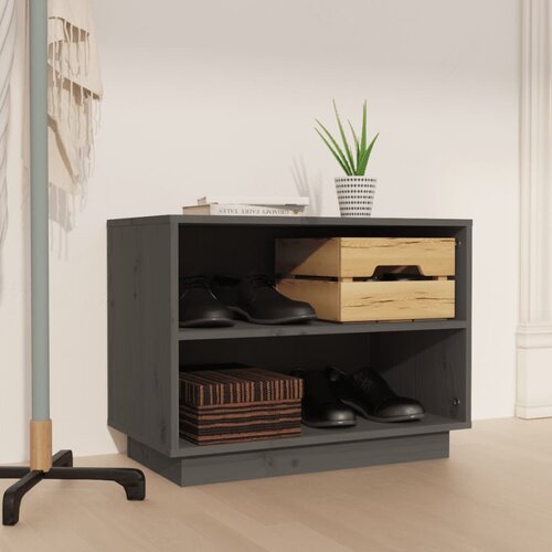 VidaXL Ormarić za cipele sivi 60 x 34 x 45 cm od masivne borovine Slike