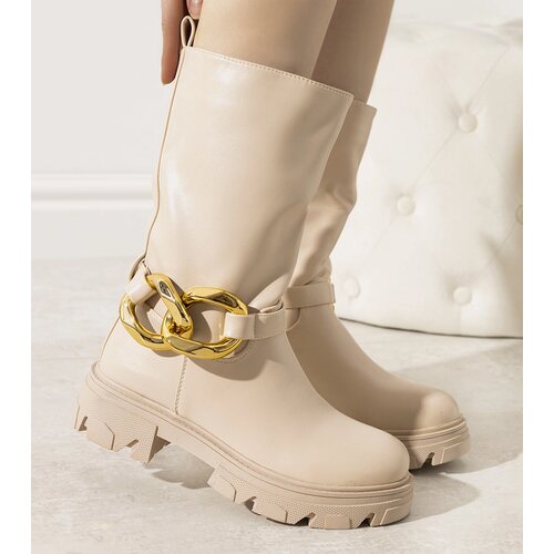 Gemre Beige insulated ankle boots with chain Harrison Cene