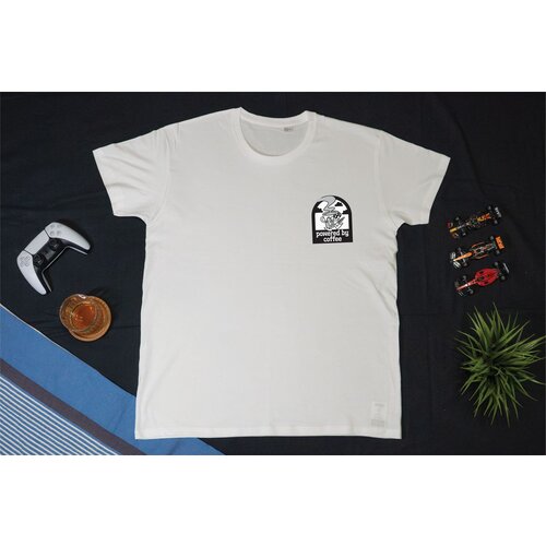 POWERED by coffee - Unisex majica Bela S Cene