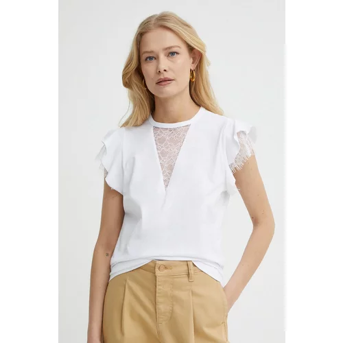 Liu Jo Bombažna kratka majica ženski, bela barva