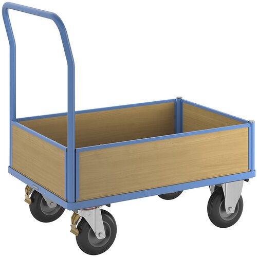 eurokraft pro ploski voziček z lesenimi stenami, s 4 stenami polovične višine, dxš 1050 x 700 mm, kolesa z zračnicami Cene