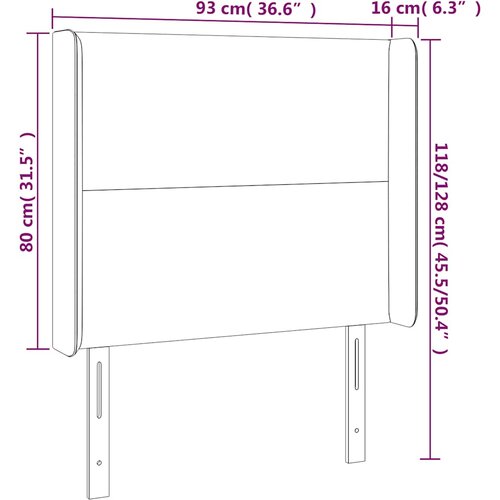  Uzglavlje s u&amp;scaron;ima tamnoplavo 93x16x118/128 cm bar&amp;scaron;unasto Slike
