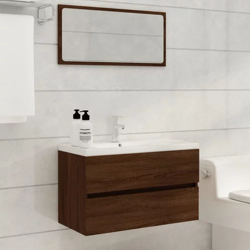  2-dijelni set kupaonskog namještaja boja smeđeg hrasta drveni