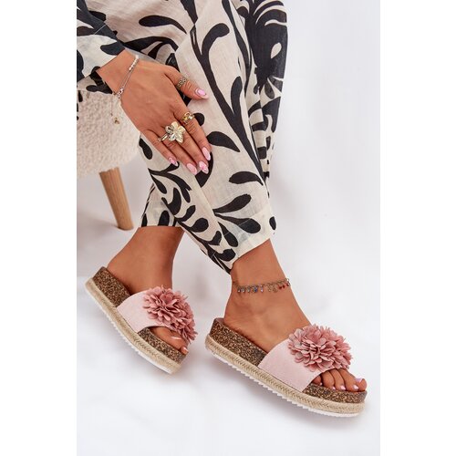 Boto Women's Platform Sandals With Decorative Flowers Pink Tessara Cene
