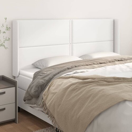 VidaXL Uzglavlje s u&amp;scaron;ima bijeli 163x16x118/128 cm od umjetne kože Slike