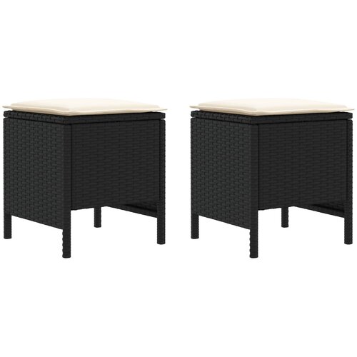  Vrtni otoman 2 Komad Crna i Krema 38 x 38 x 45 cm PE ratan Slike