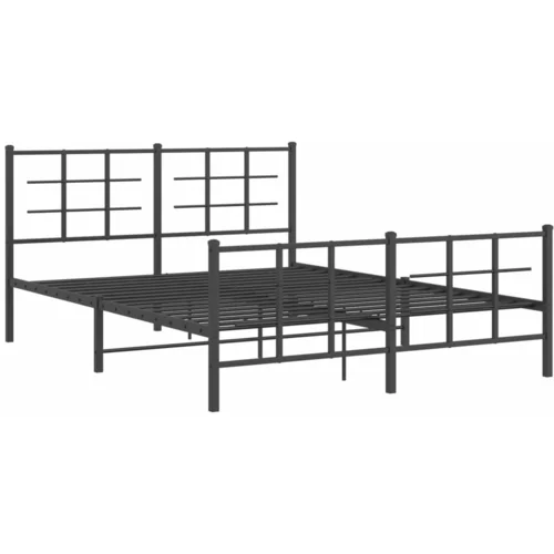 vidaXL Kovinski posteljni okvir z vzglavjem in vznožjem črn 150x200 cm, (21007203)