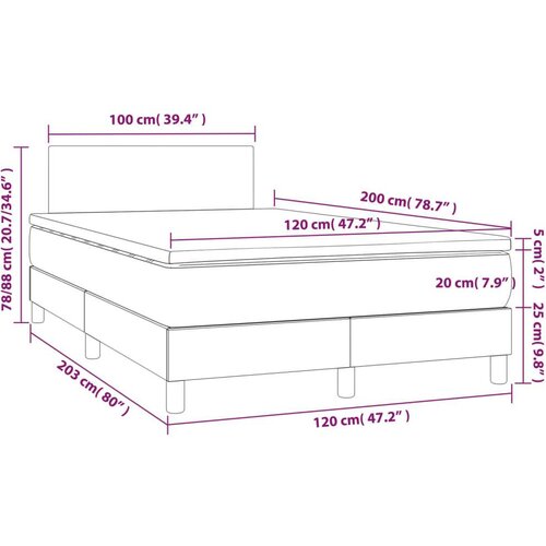 vidaXL Box spring postelja z vzmetnico LED taupe 120x200 cm blago Cene