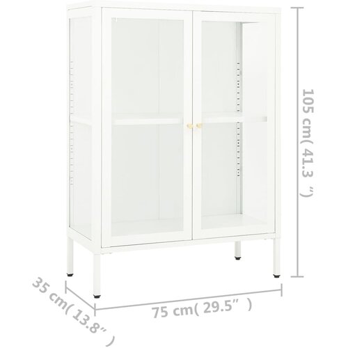  Komoda bijela 75 x 35 x 105 cm od čelika i stakla Slike